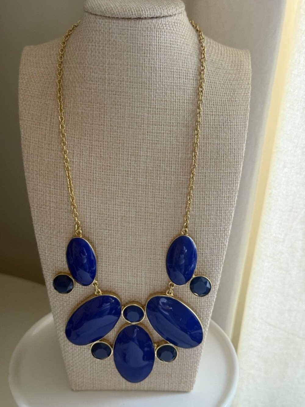 Vintage Kate Spade statement Necklace Blue And Gold tone NEW WITH TAG